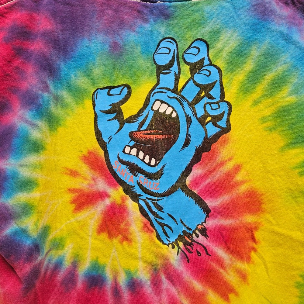 Santa Cruz T-Shirt Kids M 10/12 Multicolor Tie Dye Screaming Hand Graphic - Picture 4 of 11